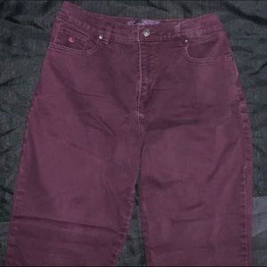 Gloria Vanderbilt Maroon high-waisted straight leg “Amanda” pants, size 12